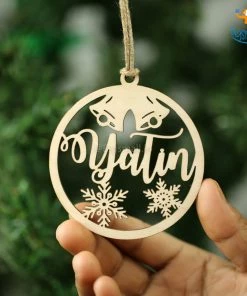 Chitra Chaya Father's Day Personalized Name Wooden Christmas Ornament | COD Not Available