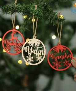 Chitra Chaya Father's Day Personalized Name Wooden Christmas Ornament | COD Not Available
