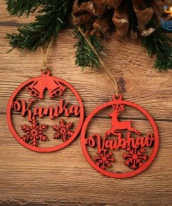 Chitra Chaya Father's Day Personalized Name Wooden Christmas Ornament | COD Not Available