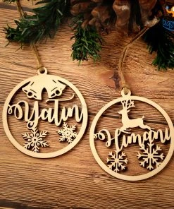 Chitra Chaya Father's Day Personalized Name Wooden Christmas Ornament | COD Not Available