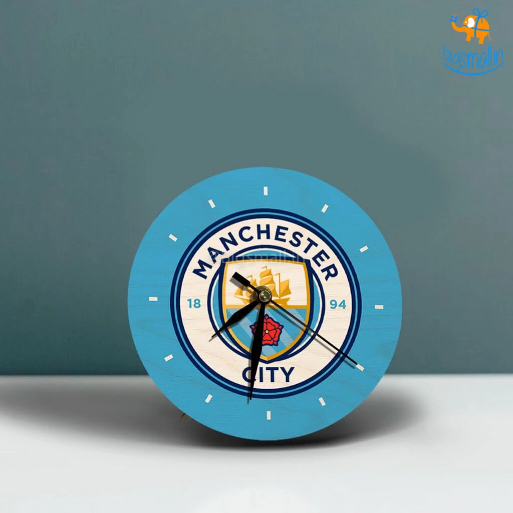 Bigsmall_cc Manchester City Wooden Table Clock