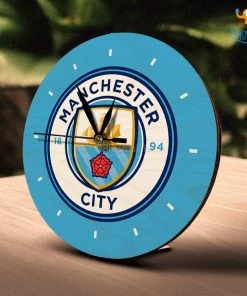 Bigsmall_cc Manchester City Wooden Table Clock