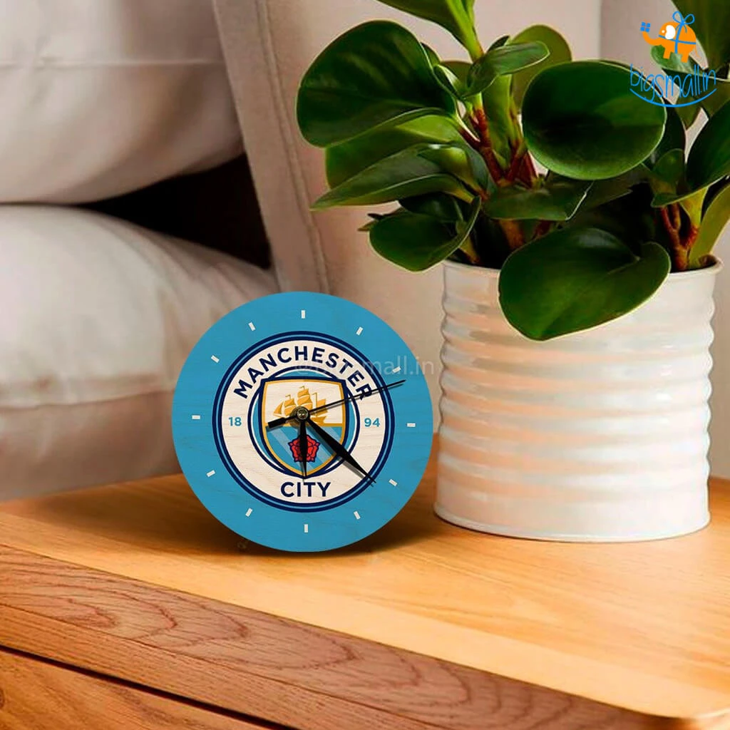 Bigsmall_cc Manchester City Wooden Table Clock