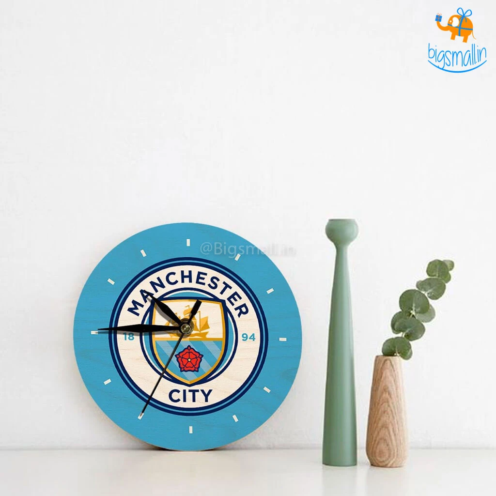 Bigsmall_cc Manchester City Wooden Table Clock
