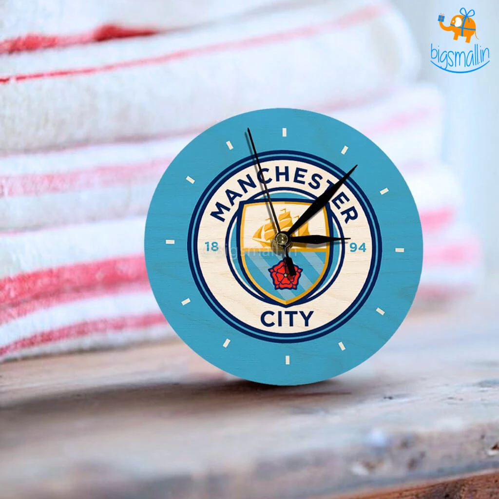 Bigsmall_cc Manchester City Wooden Table Clock
