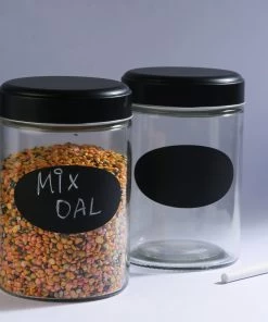 Devnow Glass Container With Blackboard Decal New