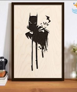 Bigsmall_cc Batman Engraved Wooden Frame