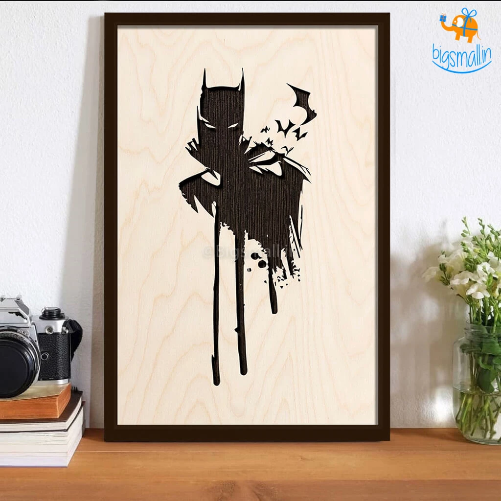 Bigsmall_cc Batman Engraved Wooden Frame