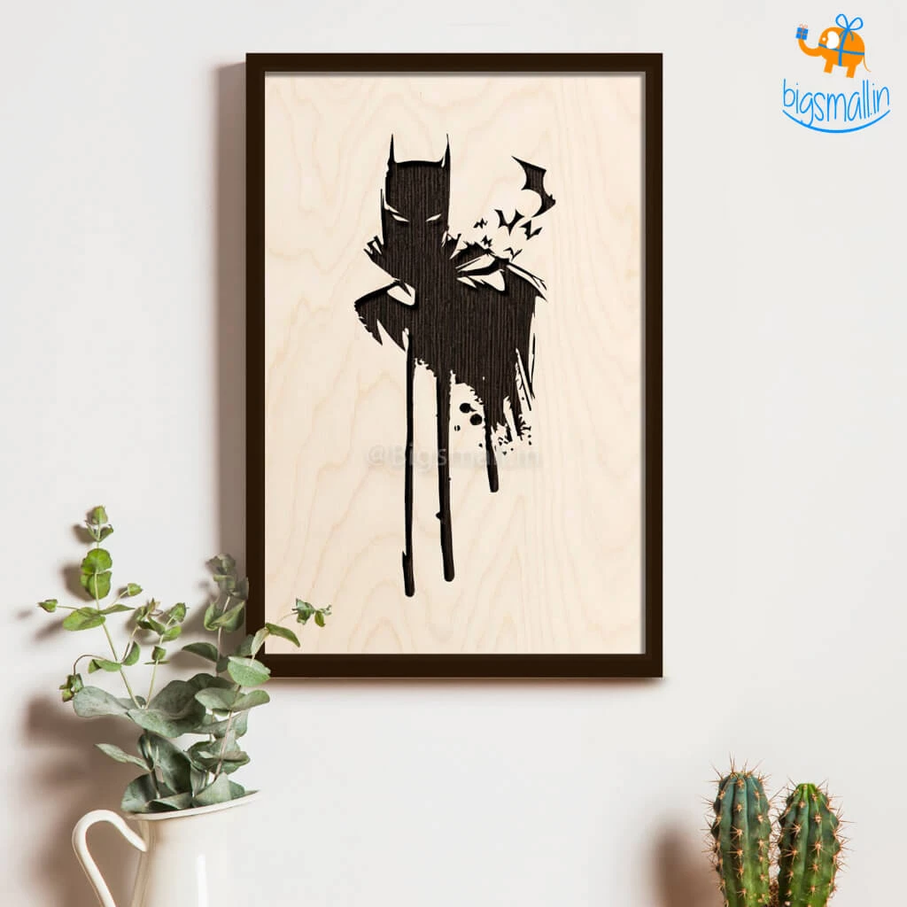 Bigsmall_cc Batman Engraved Wooden Frame