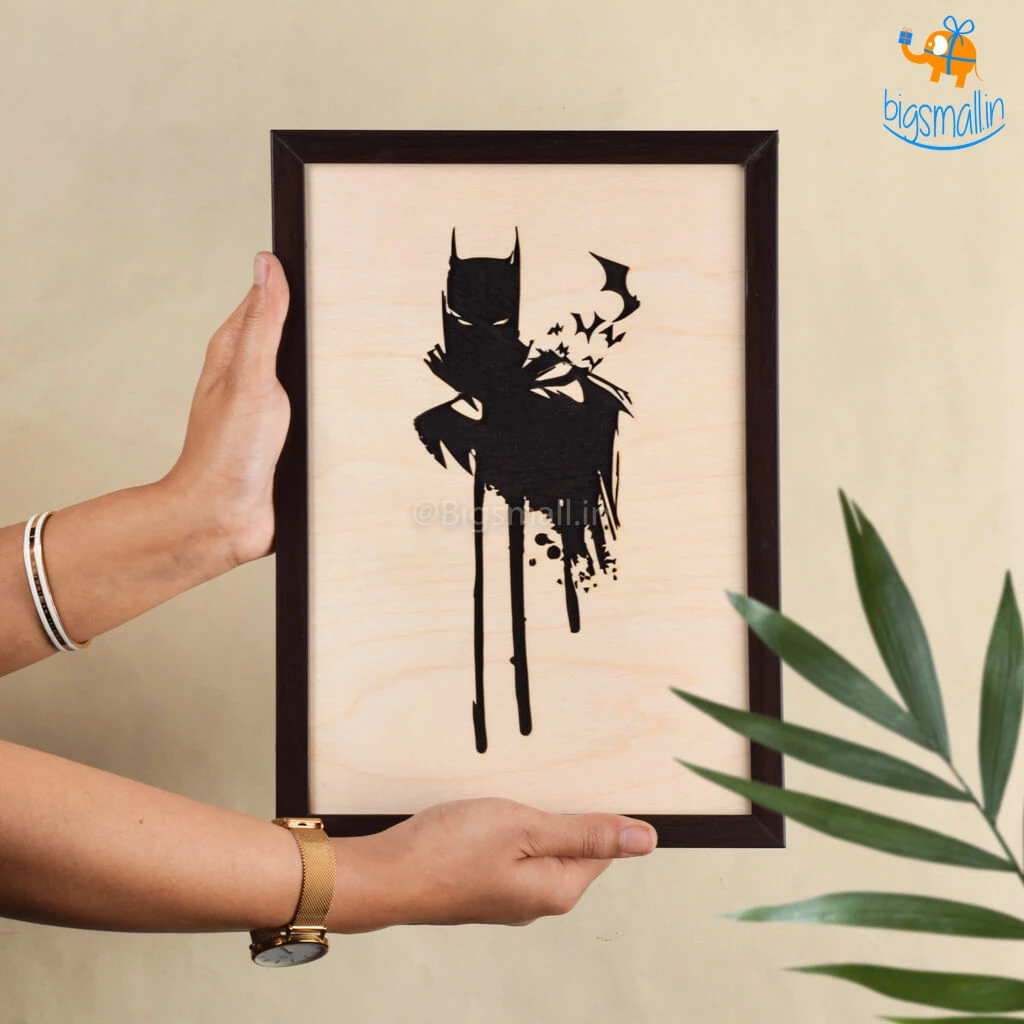Bigsmall_cc Batman Engraved Wooden Frame