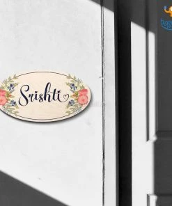 Chitra Chaya Personalized Floral Oval Name Plate | COD Not Available