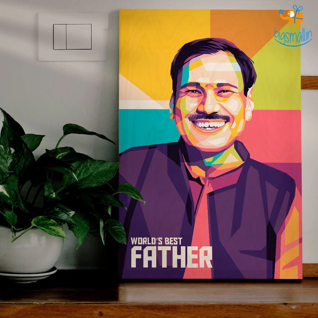 Chitra Chaya Personalized Best Father Pop Art Wooden Frame | COD Not Available Father's Day