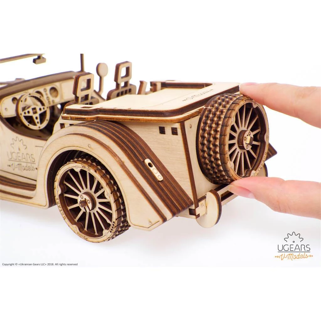 Ugears Roadster VM-01 Mechanical Puzzle All Of It