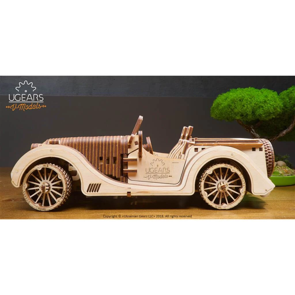 Ugears Roadster VM-01 Mechanical Puzzle All Of It