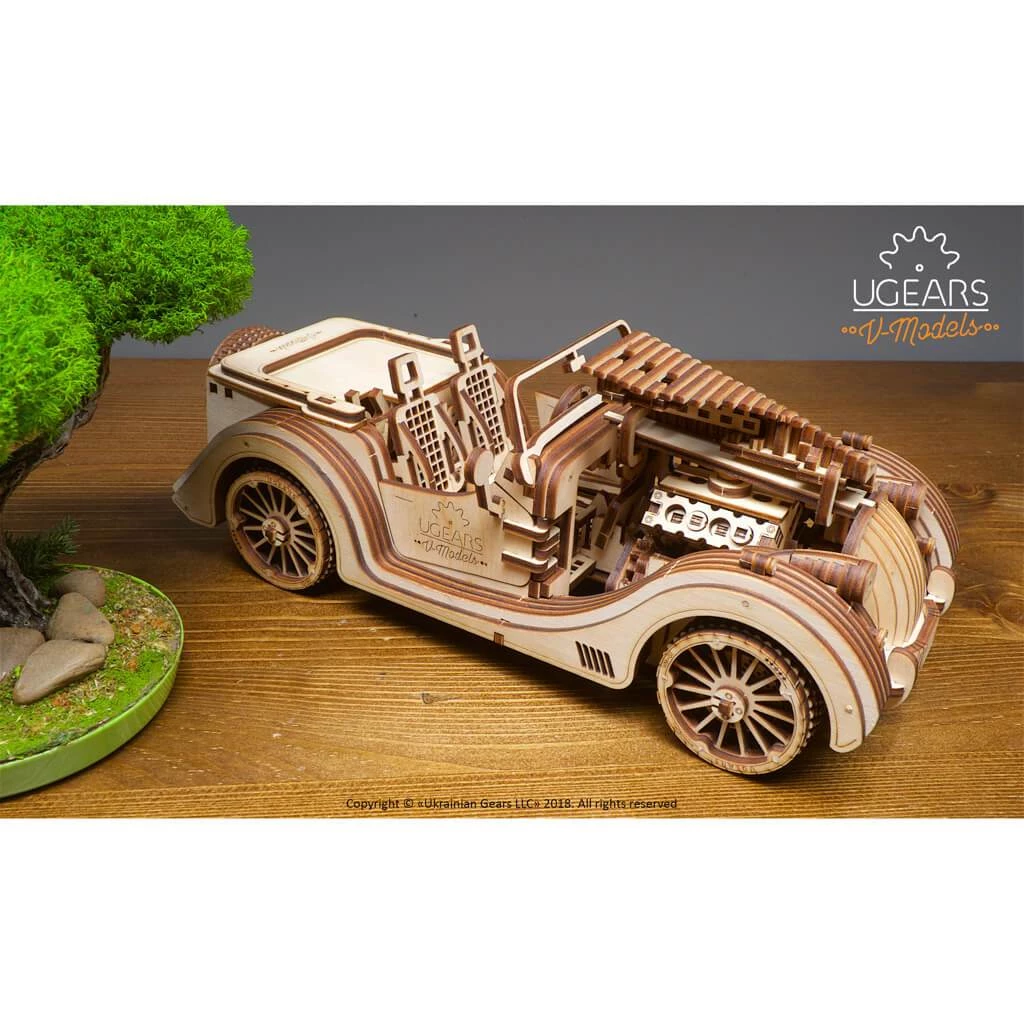 Ugears Roadster VM-01 Mechanical Puzzle All Of It