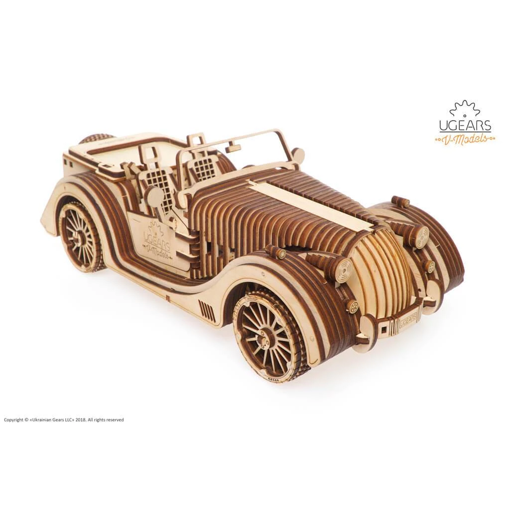 Ugears Roadster VM-01 Mechanical Puzzle All Of It