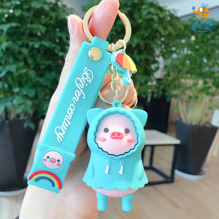Bigsmall_hmk 3D Piggy In Raincoat Keychain All Of It