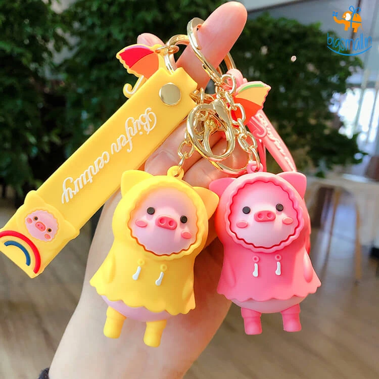 Bigsmall_hmk 3D Piggy In Raincoat Keychain All Of It