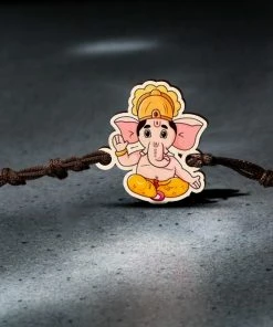 Bigsmall_cc All Of It Ganesha Wooden Rakhi