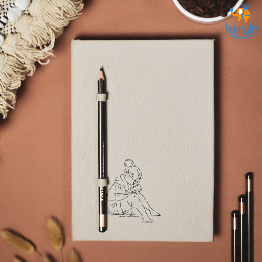 Writenery Nerd Girl Leatherette Notebook With Pencil Holder