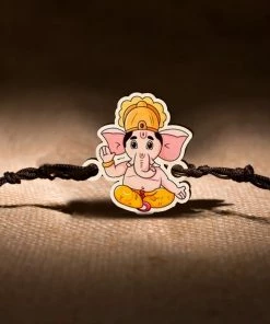 Bigsmall_cc All Of It Ganesha Wooden Rakhi