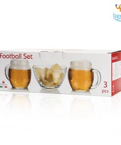 Devnow Father's Day Football Beer Mugs And Bowl Set - 3 Pcs