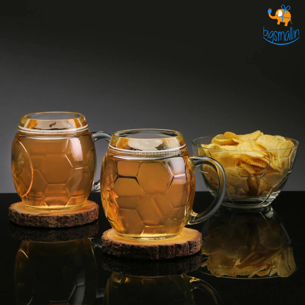 Devnow Father's Day Football Beer Mugs And Bowl Set - 3 Pcs