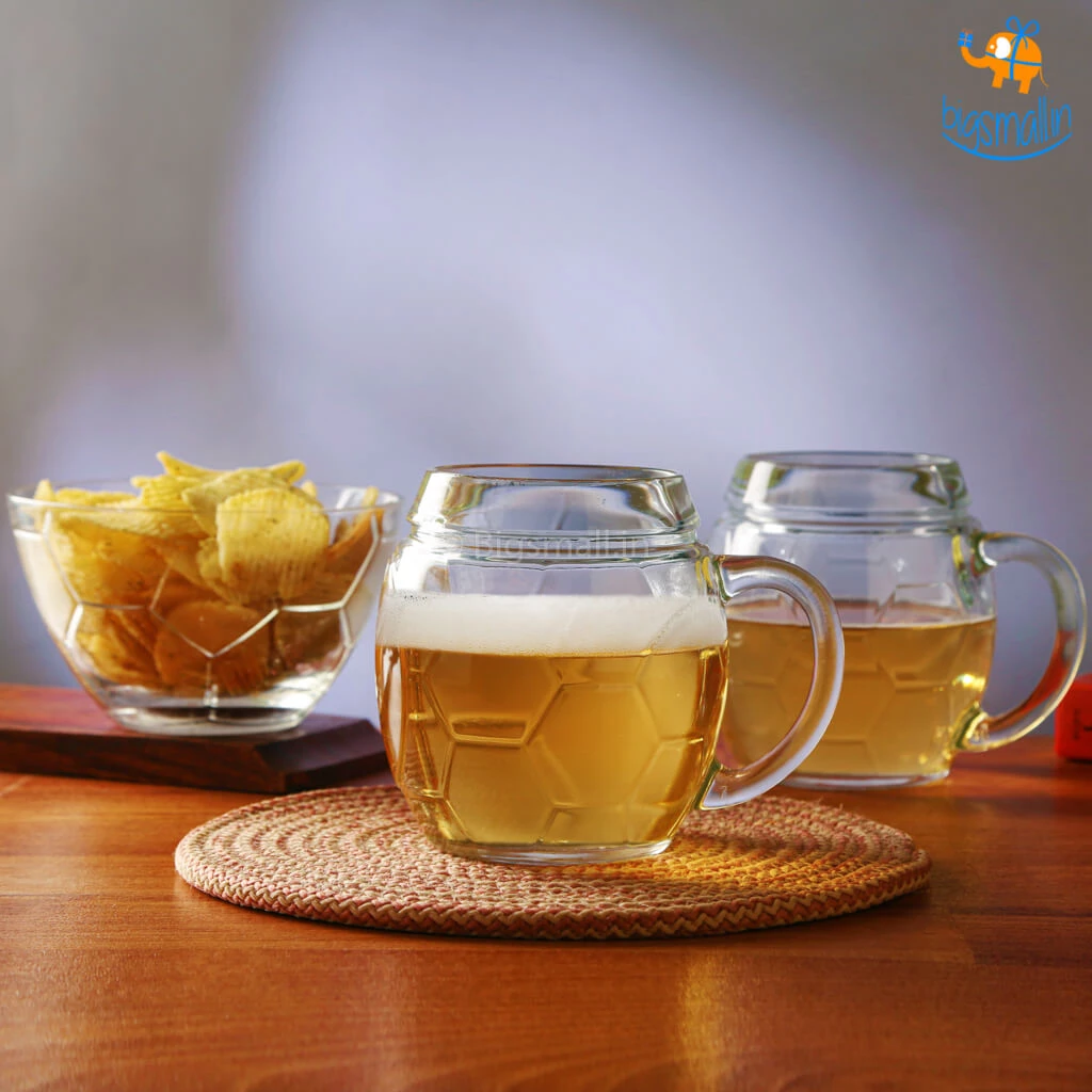 Devnow Father's Day Football Beer Mugs And Bowl Set - 3 Pcs