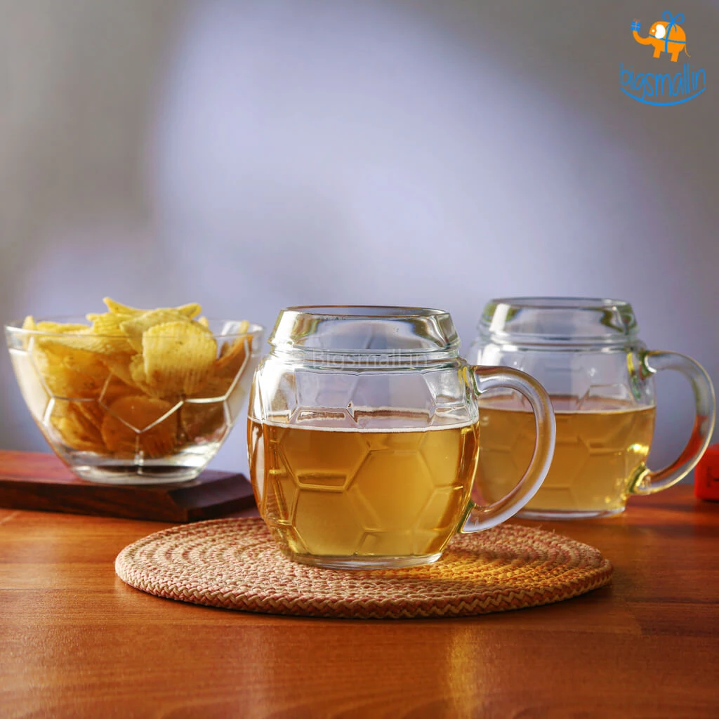 Devnow Father's Day Football Beer Mugs And Bowl Set - 3 Pcs