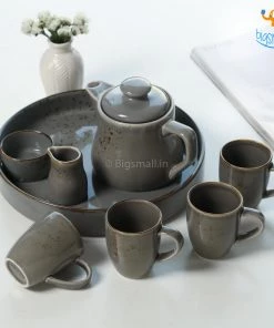 Devnow Dusted Stone Grey Tea Set - Set Of 8