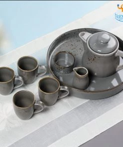 Devnow Dusted Stone Grey Tea Set - Set Of 8