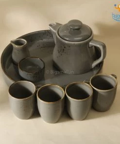Devnow Dusted Stone Grey Tea Set - Set Of 8