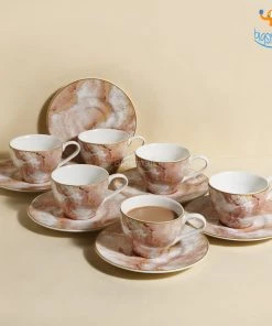 Devnow All Of It Textured Tea Cup & Saucer Set - Set Of 6