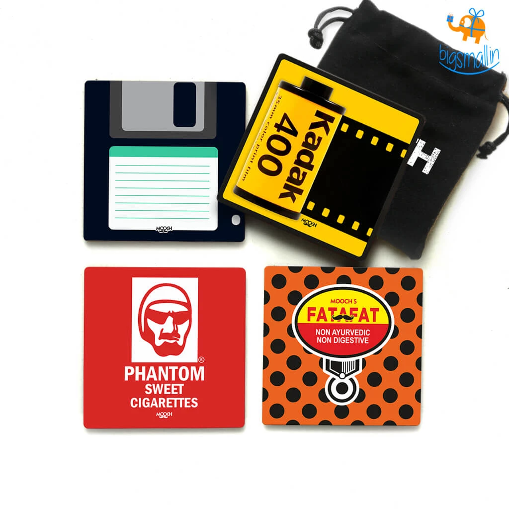 Mooch Design Studio All Of It Retro Print Coaster - Set Of 4