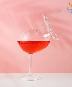 Devnow All Of It Swan Cocktail Glass With Straw