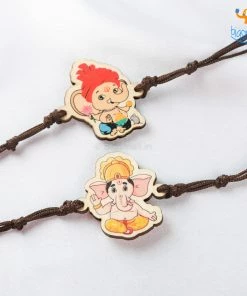 Bigsmall_cc All Of It Ganesha Wooden Rakhi