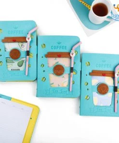 Bigsmall All Of It Coffee Spiral Diary With Straw Shaped Pen