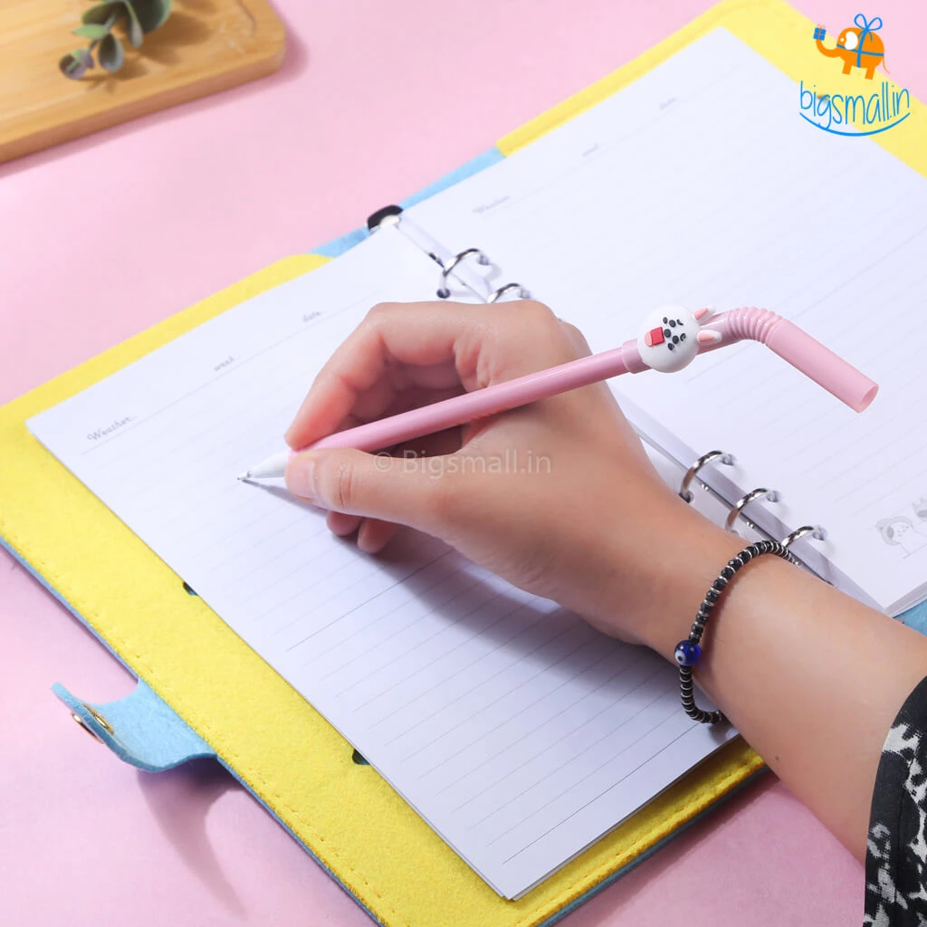 Bigsmall All Of It Coffee Spiral Diary With Straw Shaped Pen