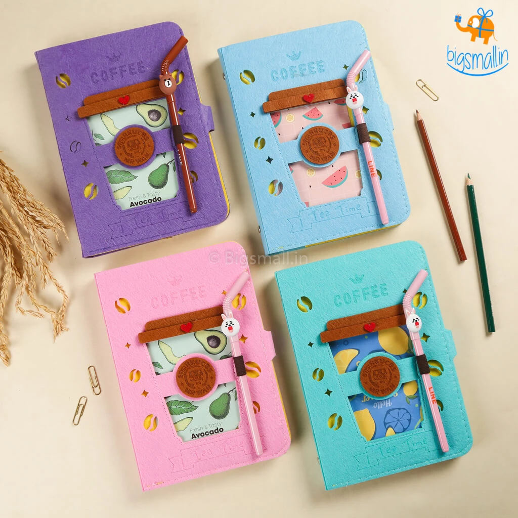 Bigsmall All Of It Coffee Spiral Diary With Straw Shaped Pen