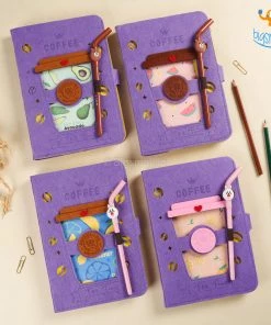 Bigsmall All Of It Coffee Spiral Diary With Straw Shaped Pen