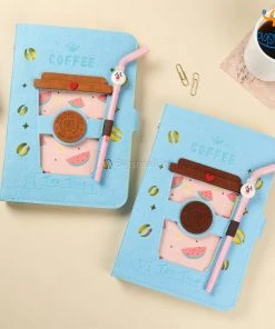 Bigsmall All Of It Coffee Spiral Diary With Straw Shaped Pen