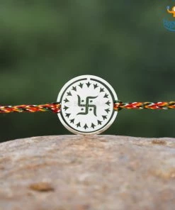 DesignWesign Om & Swastika Metallic Rakhi - Set Of 2