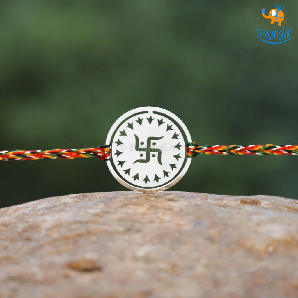 DesignWesign Om & Swastika Metallic Rakhi - Set Of 2