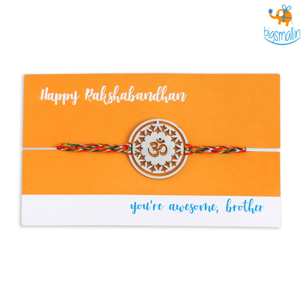 DesignWesign Om & Swastika Metallic Rakhi - Set Of 2