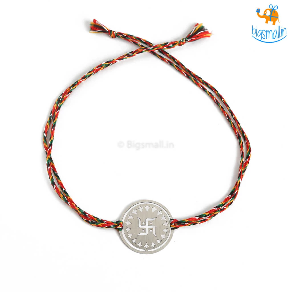 DesignWesign Om & Swastika Metallic Rakhi - Set Of 2