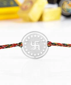 DesignWesign Om & Swastika Metallic Rakhi - Set Of 2