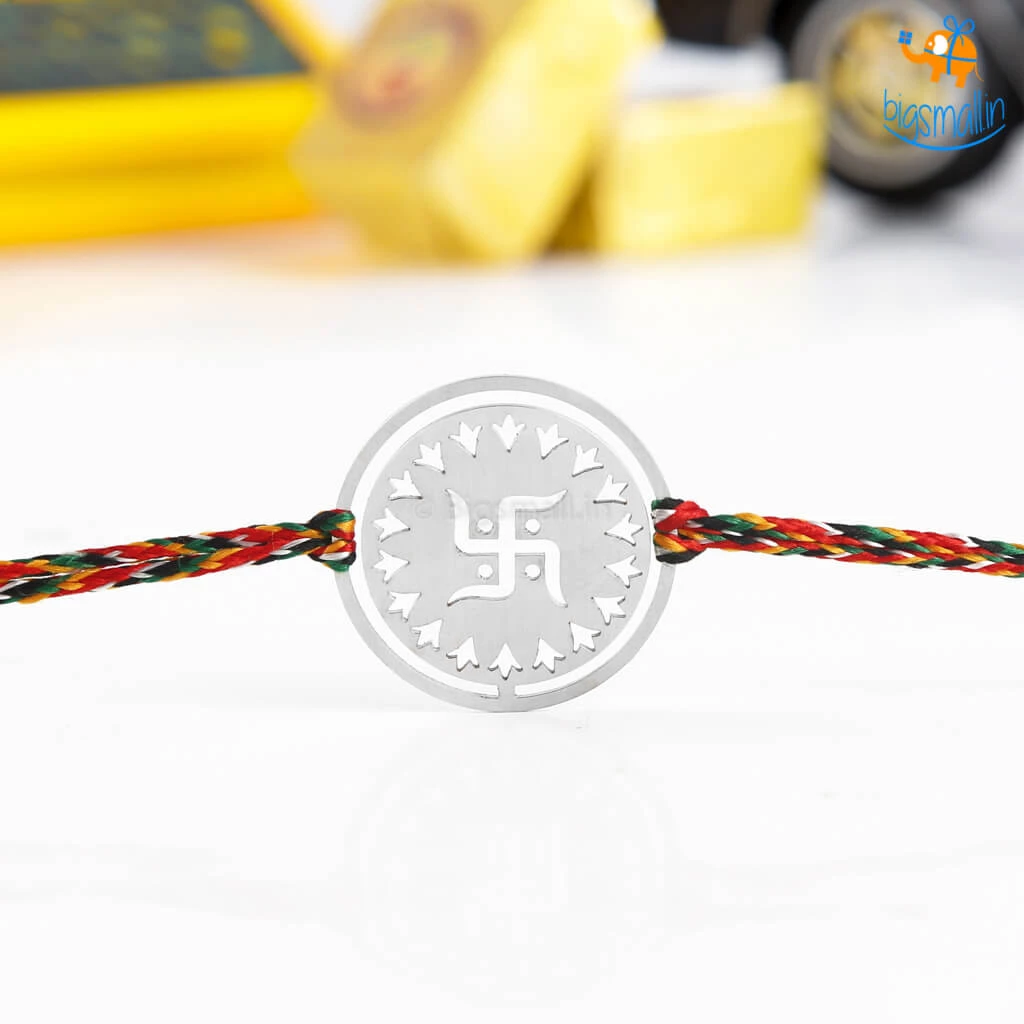 DesignWesign Om & Swastika Metallic Rakhi - Set Of 2