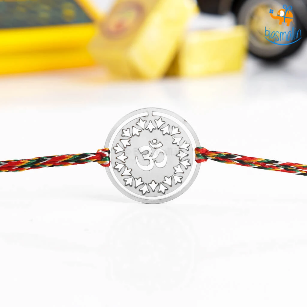 DesignWesign Om & Swastika Metallic Rakhi - Set Of 2