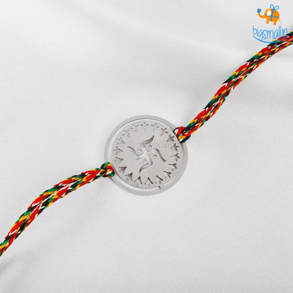 DesignWesign Om & Swastika Metallic Rakhi - Set Of 2