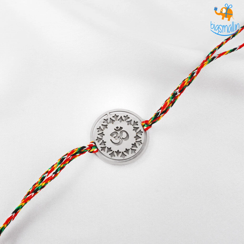 DesignWesign Om & Swastika Metallic Rakhi - Set Of 2